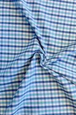 Blousestof - Ruitje - Aqua/White/Deep Blue