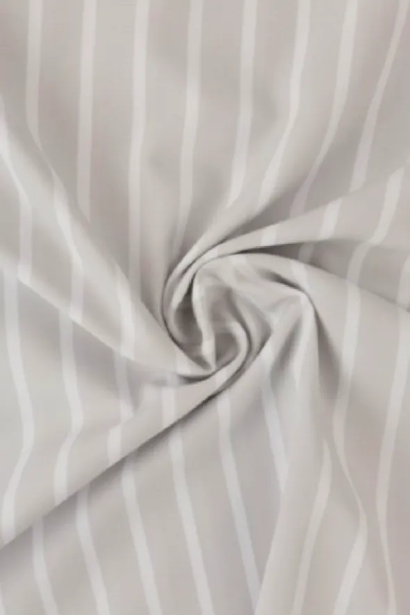 Blousestof - White Lines on Light Grey