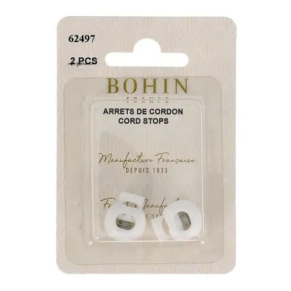 Bohin - Koordstopper 1-gaats - 18x15mm wit