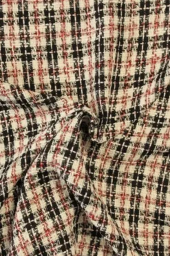 bouclé - Ruiten Zwart/Wit/Rood/Zilver