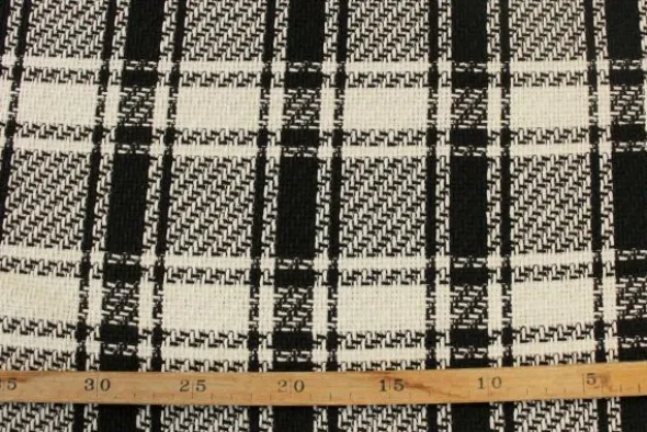Bouclé - Ruit Groot Zwart/ Off White