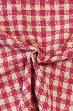 bouclé - Ruitje Fuchsia/Wit