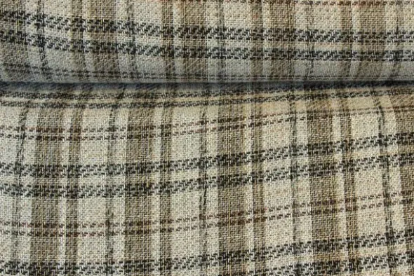 bouclé - Tartan Ruit Beige/Wit/Zwart/Roest