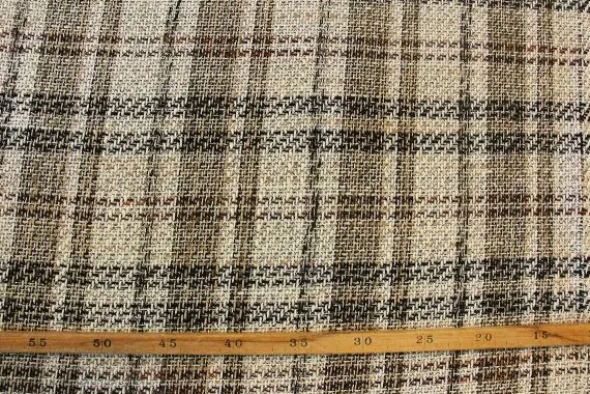bouclé - Tartan Ruit Beige/Wit/Zwart/Roest