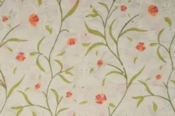 Broderie Katoen Print - Fuchsia/Orange Flowers on White