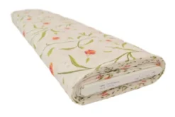 Broderie Katoen Print - Fuchsia/Orange Flowers on White