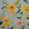 Broderie Katoen Print - Pink/Yellow Summerflowers on Soft Blue