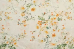 Broderie Katoen Print - Sunny Yellow/Orange Flowers on White