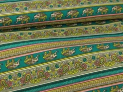Canvas - Indian Elephant and Paisley on Turquoise