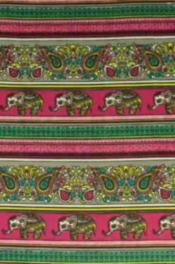 Canvas - Indian Elephant and Paisley on Cassis