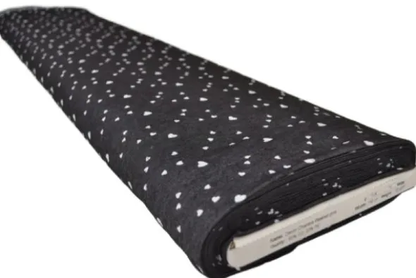 Chambray - Tiny White Hearts on Black