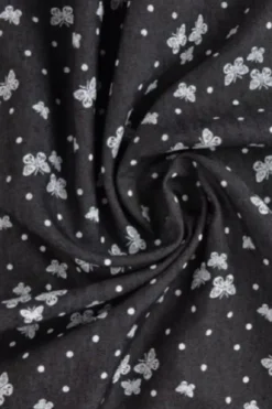 Chambray - White Butterflies and Dots on Black