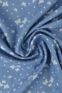 Chambray - White Butterflies and Dots on Classy Blue