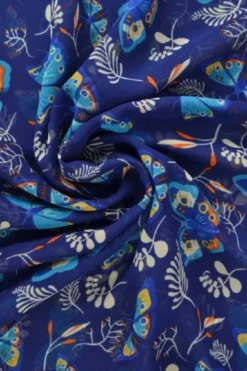 Chiffon - Blue Butterflies on Royal Blue