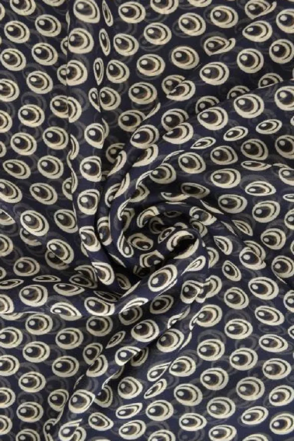 Chiffon - Circles on Dark Blue