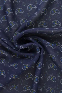 Chiffon - Cute Paisley on Dark Blue