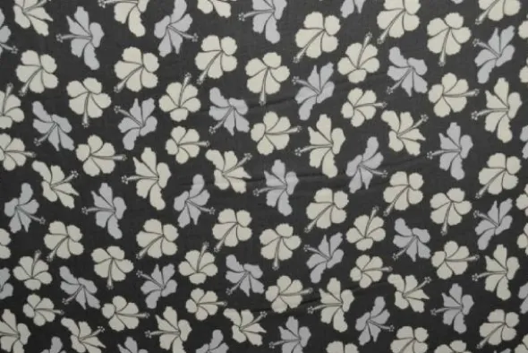 Chiffon - Hawai Flowers Black/Grey