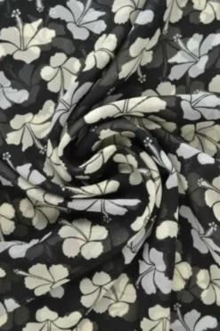 Chiffon - Hawai Flowers Black/Grey