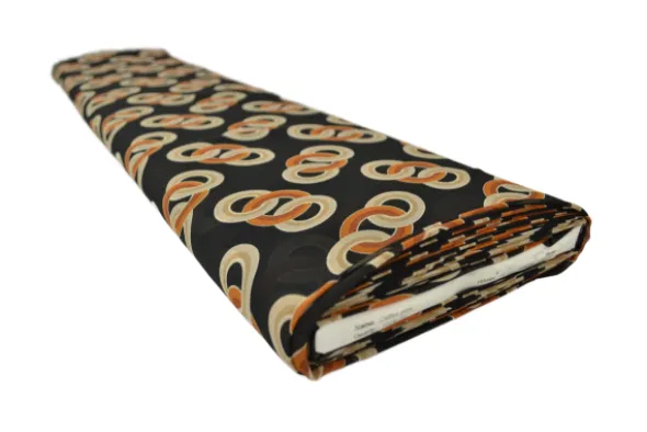 Chiffon - Orange/Beige Chains on Black