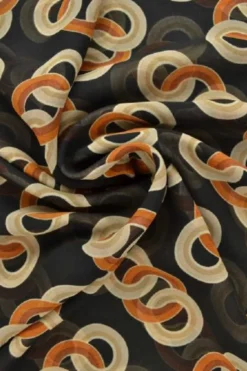 Chiffon - Orange/Beige Chains on Black