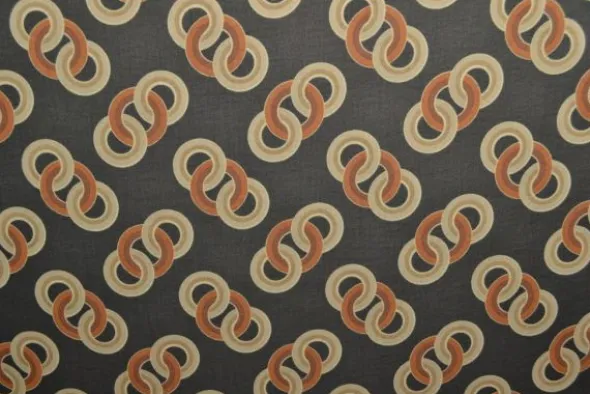 Chiffon - Orange/Beige Chains on Black