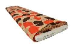 Chiffon - Orange/Brown Leaves on Beige