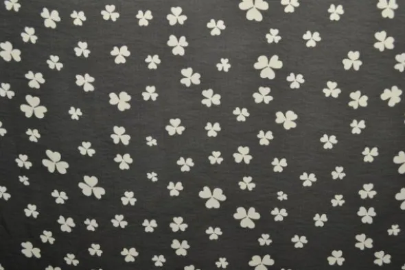Chiffon - White Clovers on Black