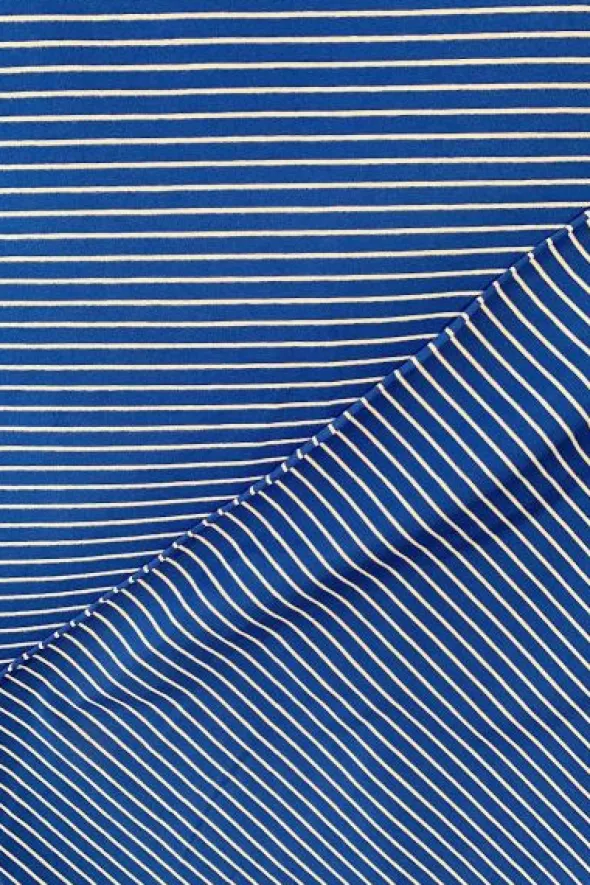 Cotton Jersey Brushed Stripes - Blue/White