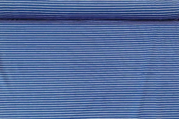 Cotton Jersey Brushed Stripes - Blue/White