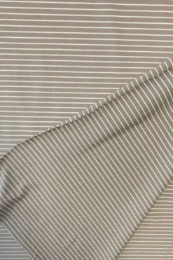 Cotton Jersey Brushed Stripes - Light Taupe/White