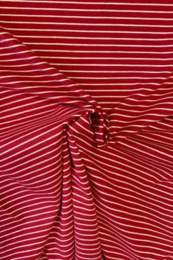 Cotton Jersey Brushed Stripes - Red/White