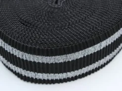 Elastiek - Ripple - Black/Silver Stripes - 60 mm