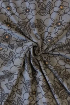 Fleece Print - Antracite Flowers on Grey