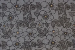 Fleece Print - Antracite Flowers on Grey