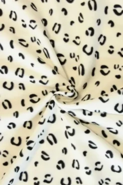 Fleece Print - Black Animal Spots on Off White