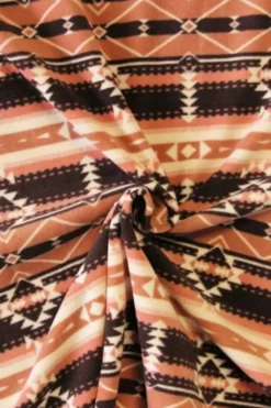 Fleece Print - Bordeaux/Dark Salmon Aztec