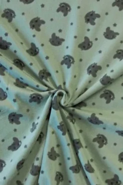 Fleece Print - Dark Grey Animal Heads on Dark Old Mint