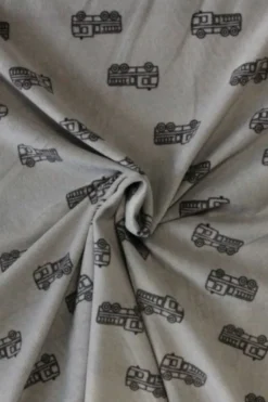 Fleece Print - Dark Grey Trucks on Grey