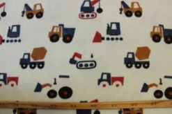Fleece Print - Excavators and Trucks on Light Mint
