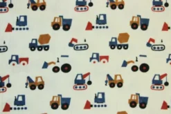 Fleece Print - Excavators and Trucks on Light Mint