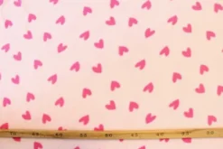 Fleece Print - Fuchsia Hearts on Light Pink