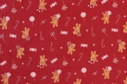Fleece Print - Gingerbread Man and Christmas Candy on Red