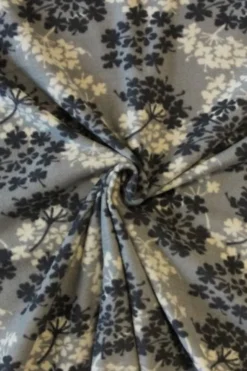 Fleece Print - Grey/White Hydrangeas on Grey