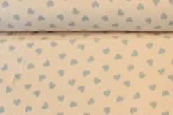 Fleece Print - Light Grey Hearts on Light Salmon