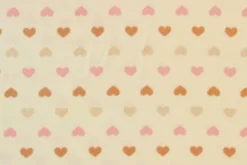 Fleece Print - Pink/Camel/Beige Hearts on Creme