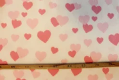 Fleece Print - Pink Hearts on Creme