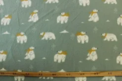 Fleece Print - Polar Bears on Vintage Mint