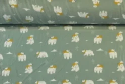 Fleece Print - Polar Bears on Vintage Mint