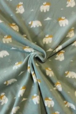 Fleece Print - Polar Bears on Vintage Mint