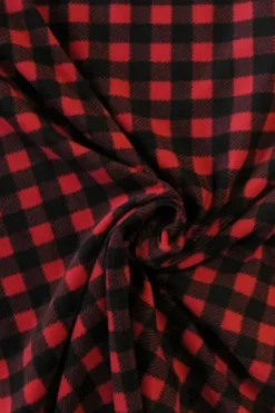 Fleece Print - Red/Black Small Squares